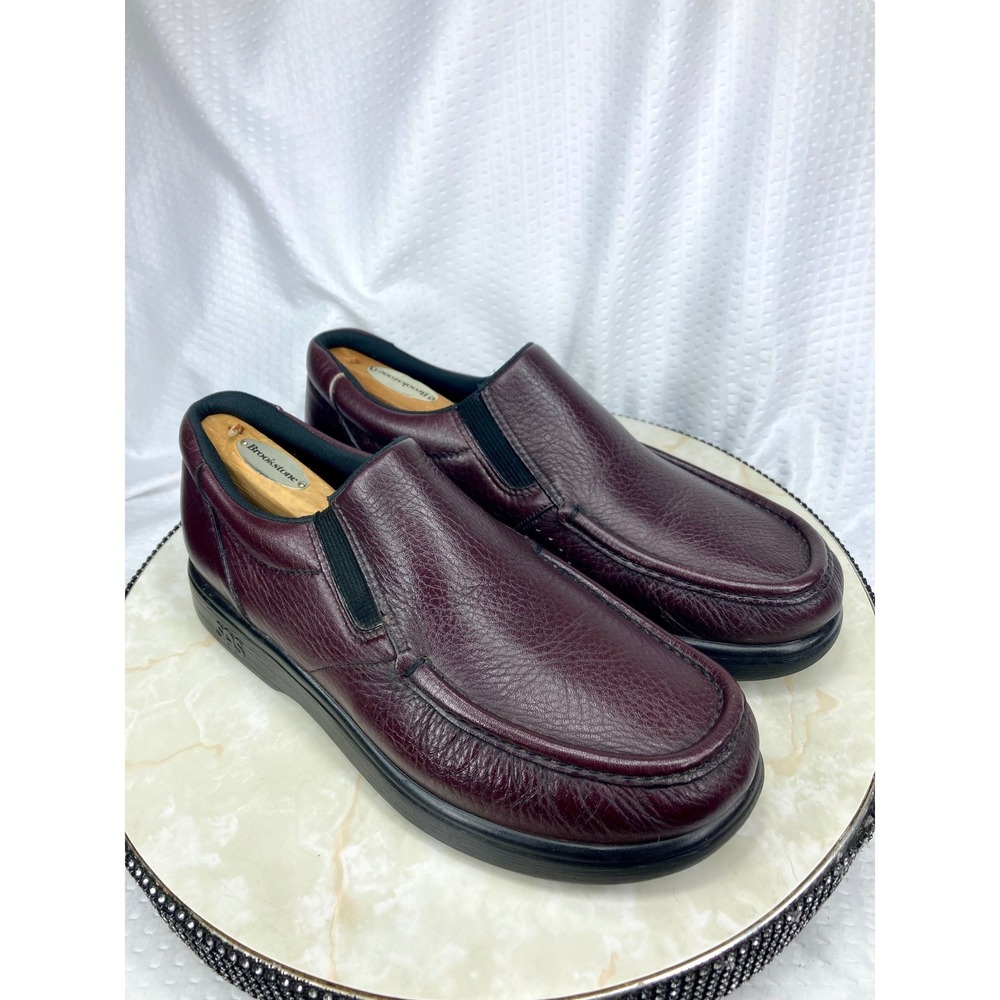 SAS Side Gore Cordovan Leather Slip On Loafers Mens Sz 7 Burgundy Walking Shoes